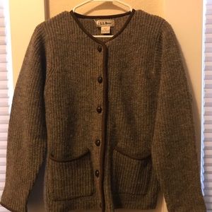 Vintage L.L Bean Brown Wool Knit Cardigan